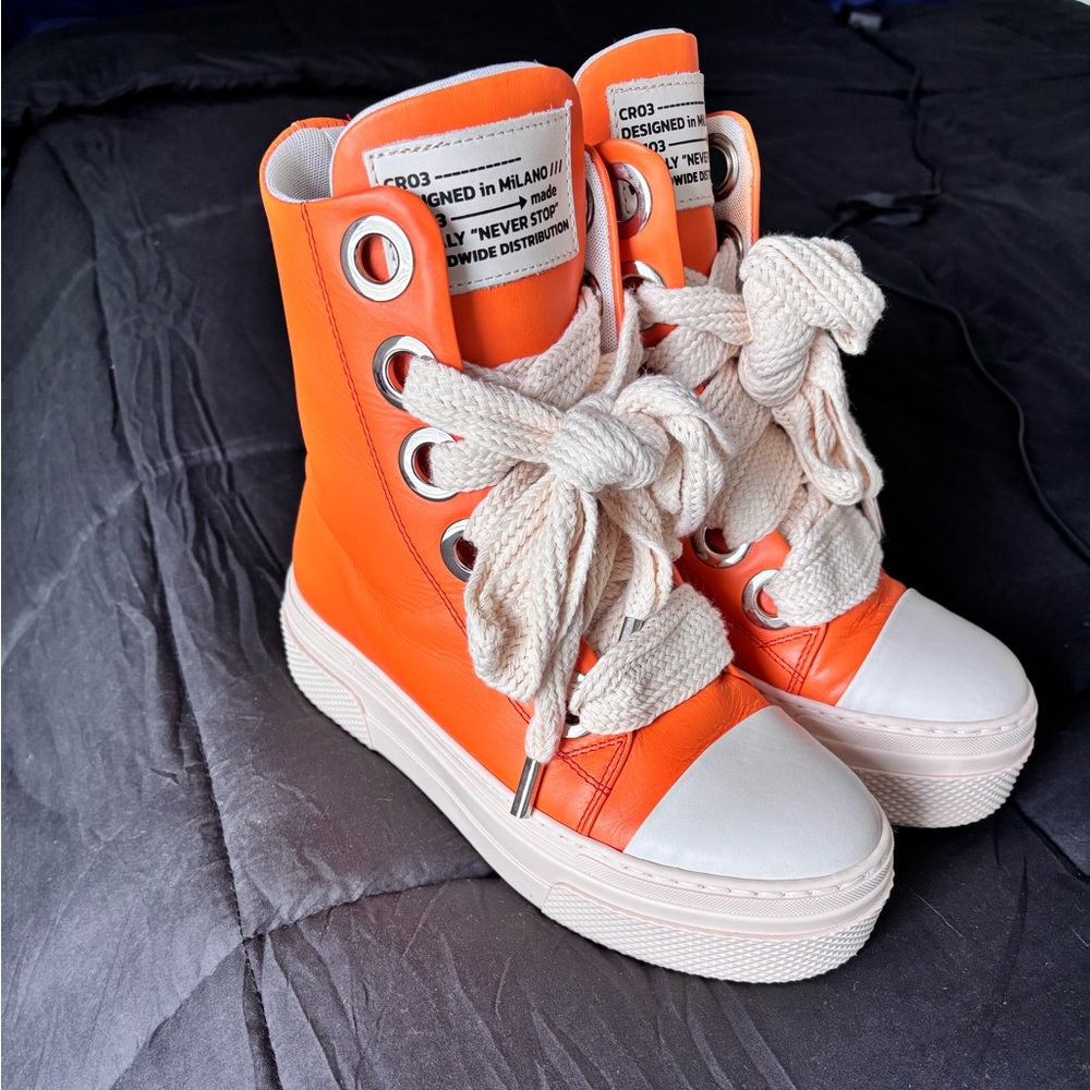 Orange and White Platform Sneakers